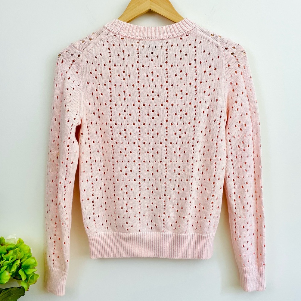 J. Crew Light Pink Eyelet Crewneck Sweater - Picture 4 of 10